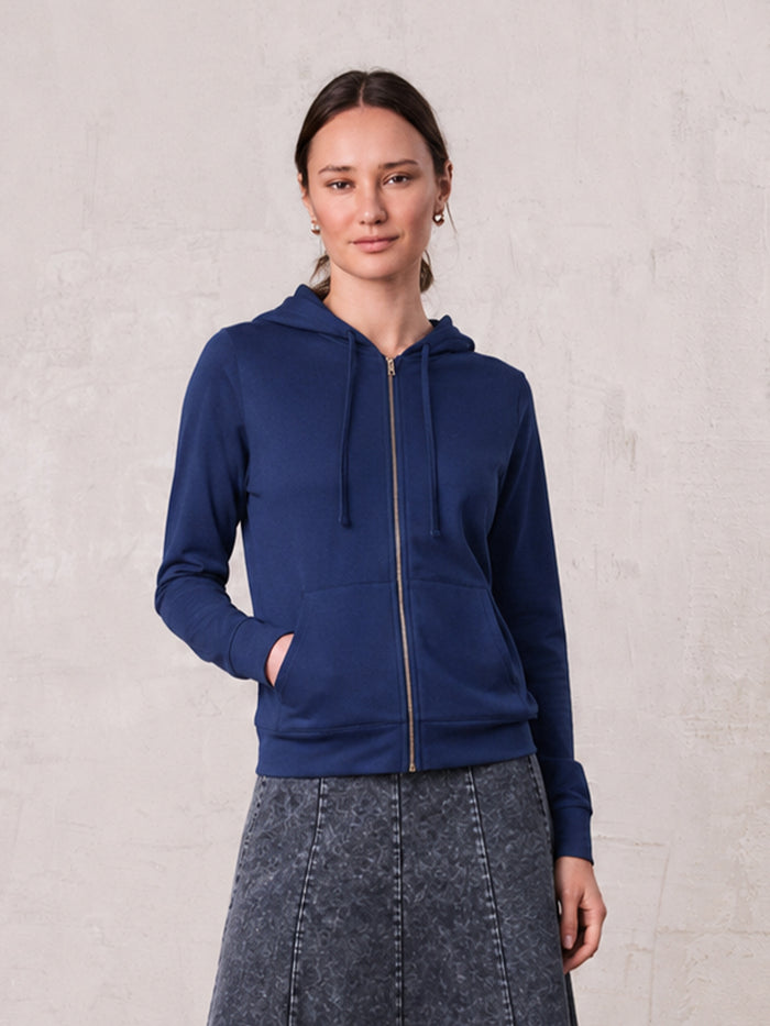 ZIP UP HOODIE-NAVY