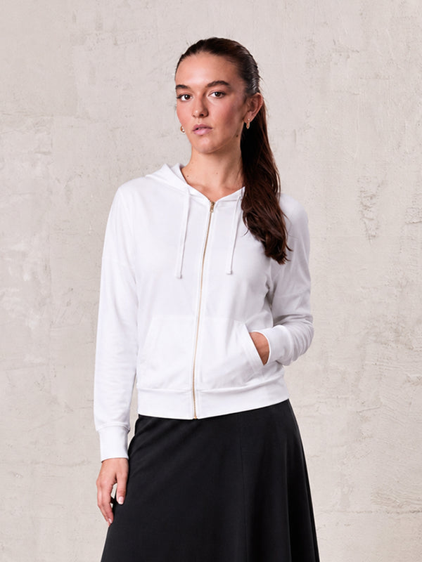 ZIP UP HOODIE-WHITE