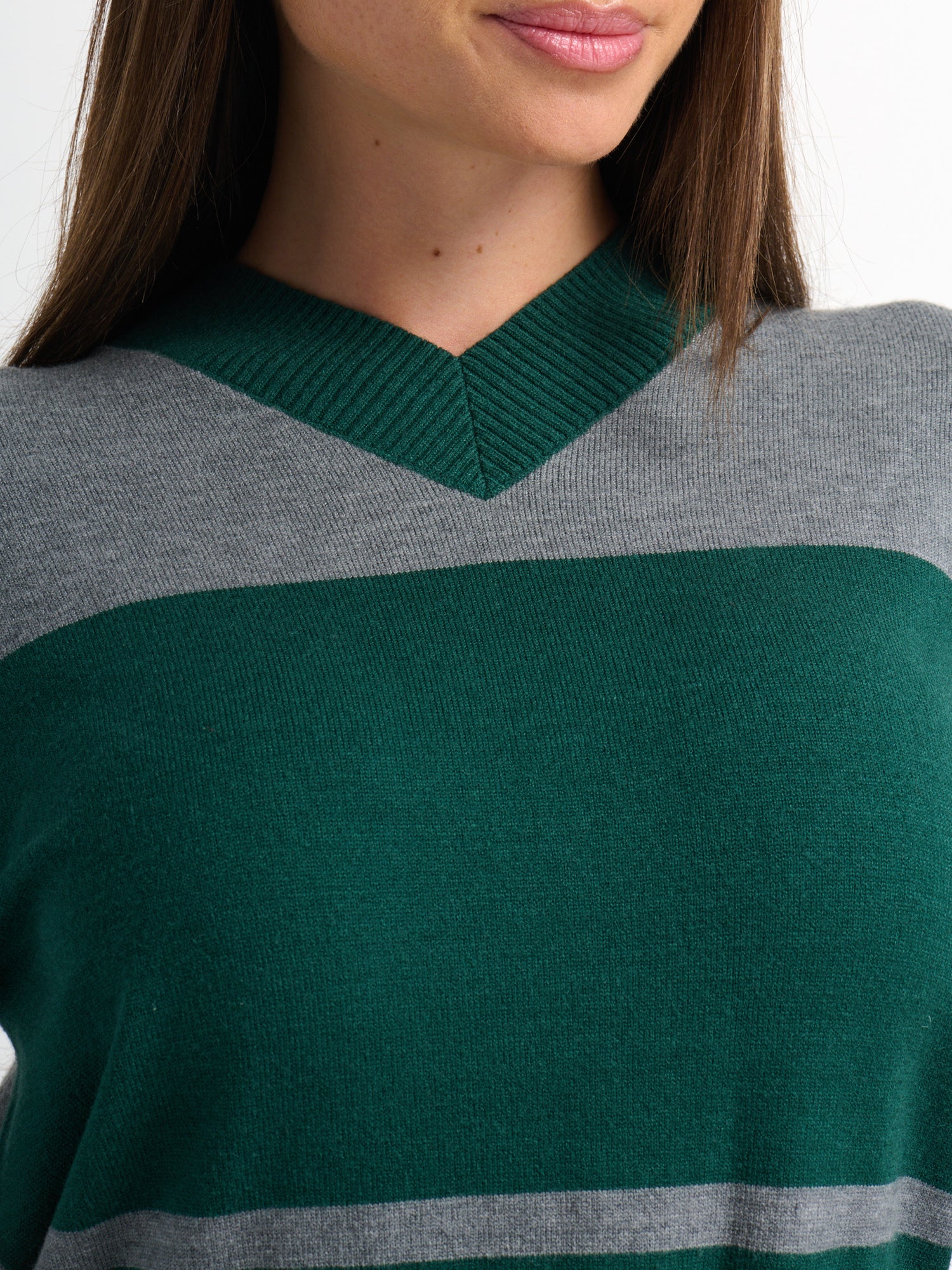Sweater Top Pleated Dress - Grey/Green