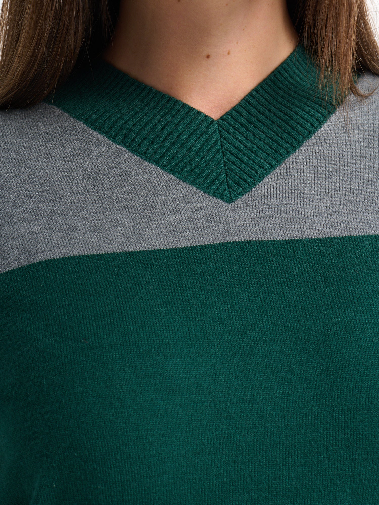 Sweater Top Pleated Dress - Grey/Green