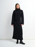 Ribbed Knit Maxi Skirt - Black