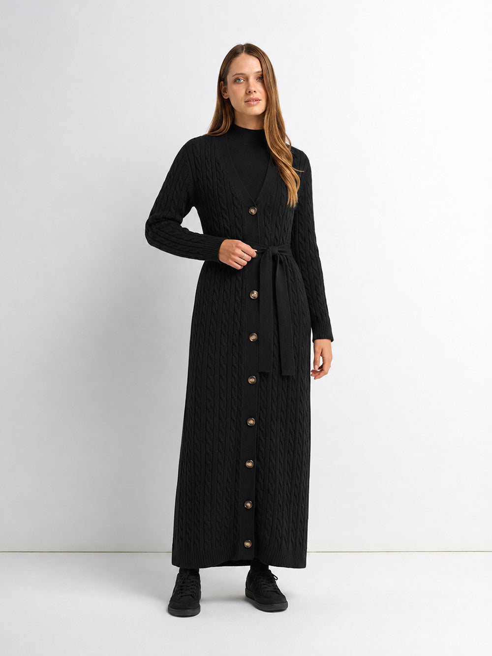 Mock Neck Sleeveless Dress - Black