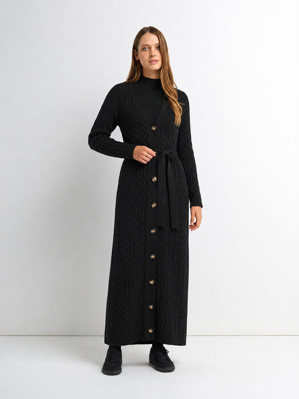 Mock Neck Sleeveless Dress - Black
