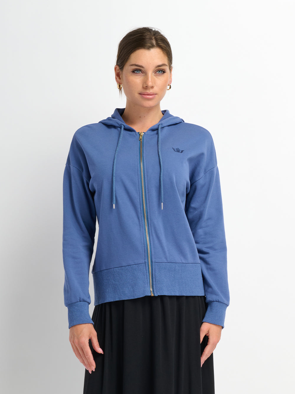 Lightweight Zip Up Hoodie - Denim Blue