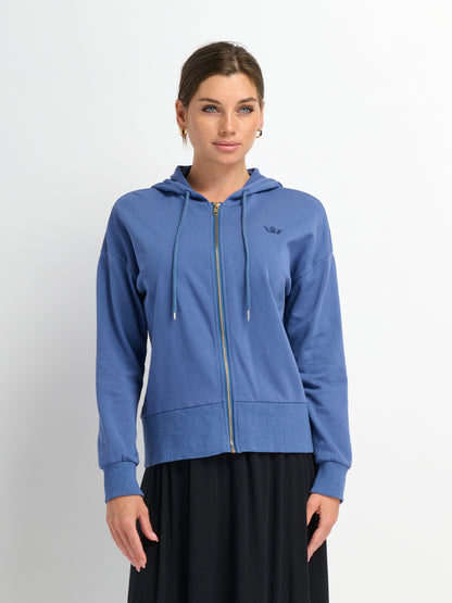 Lightweight Zip Up Hoodie - Denim Blue