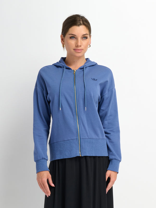 Lightweight Zip Up Hoodie - Denim Blue