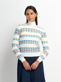 Mixed Ribbed Stripe Sweater - White