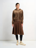 Velour Yoke Circle Skirt - Brown