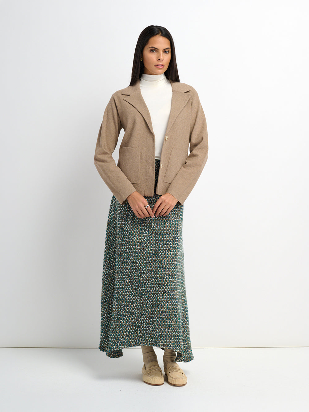 Knit Boxy Blazer - Camel