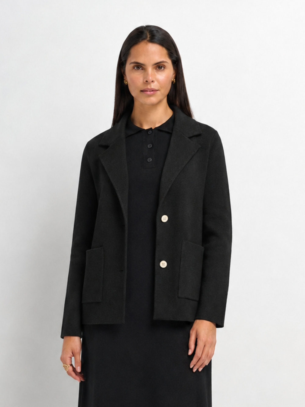 Knit Boxy Blazer - Black