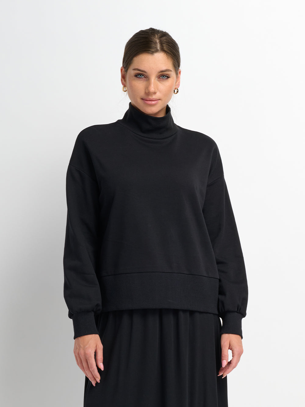 Funnel Neck Sweatshirt - Black