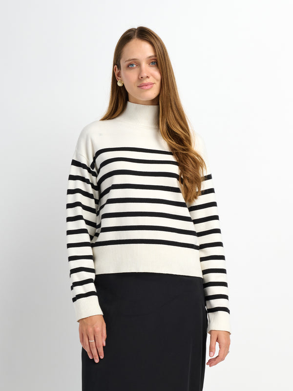 Nautical Stripe Sweater - White/Black