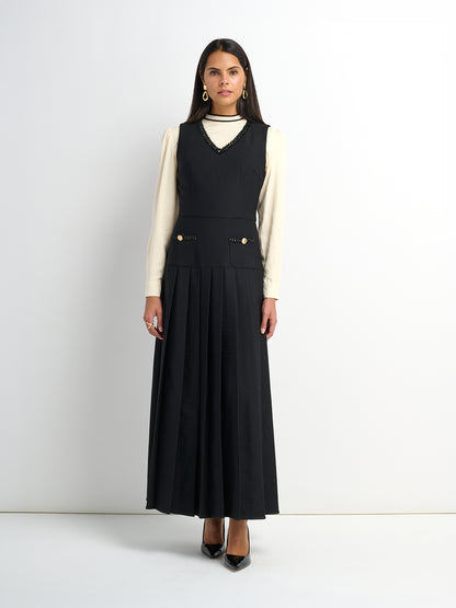 Yoke Pleated Jumper - Black