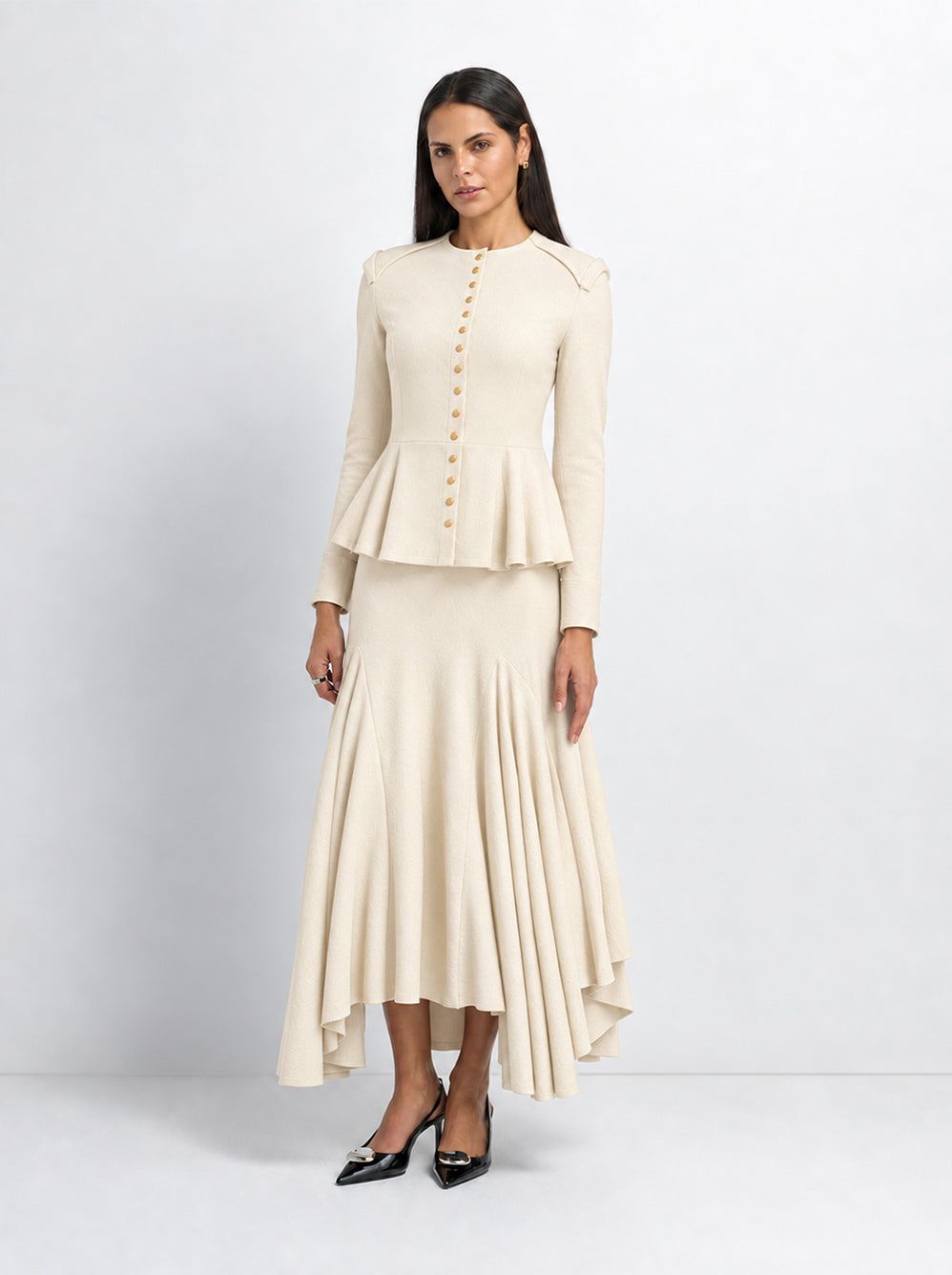 Midi Flare Skirt - Cream