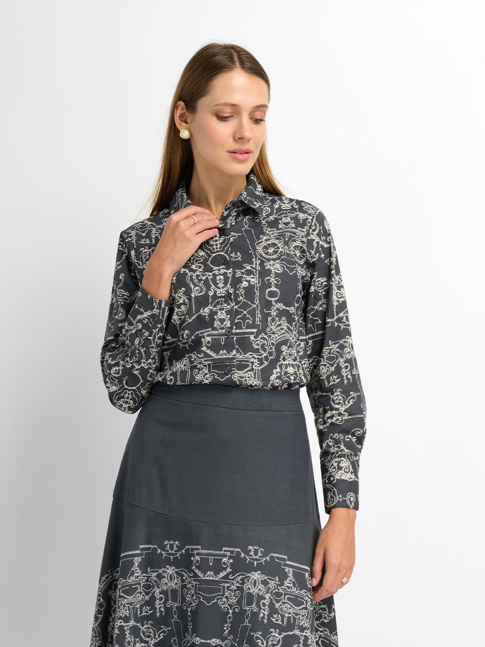 Printed Blouse - Grey