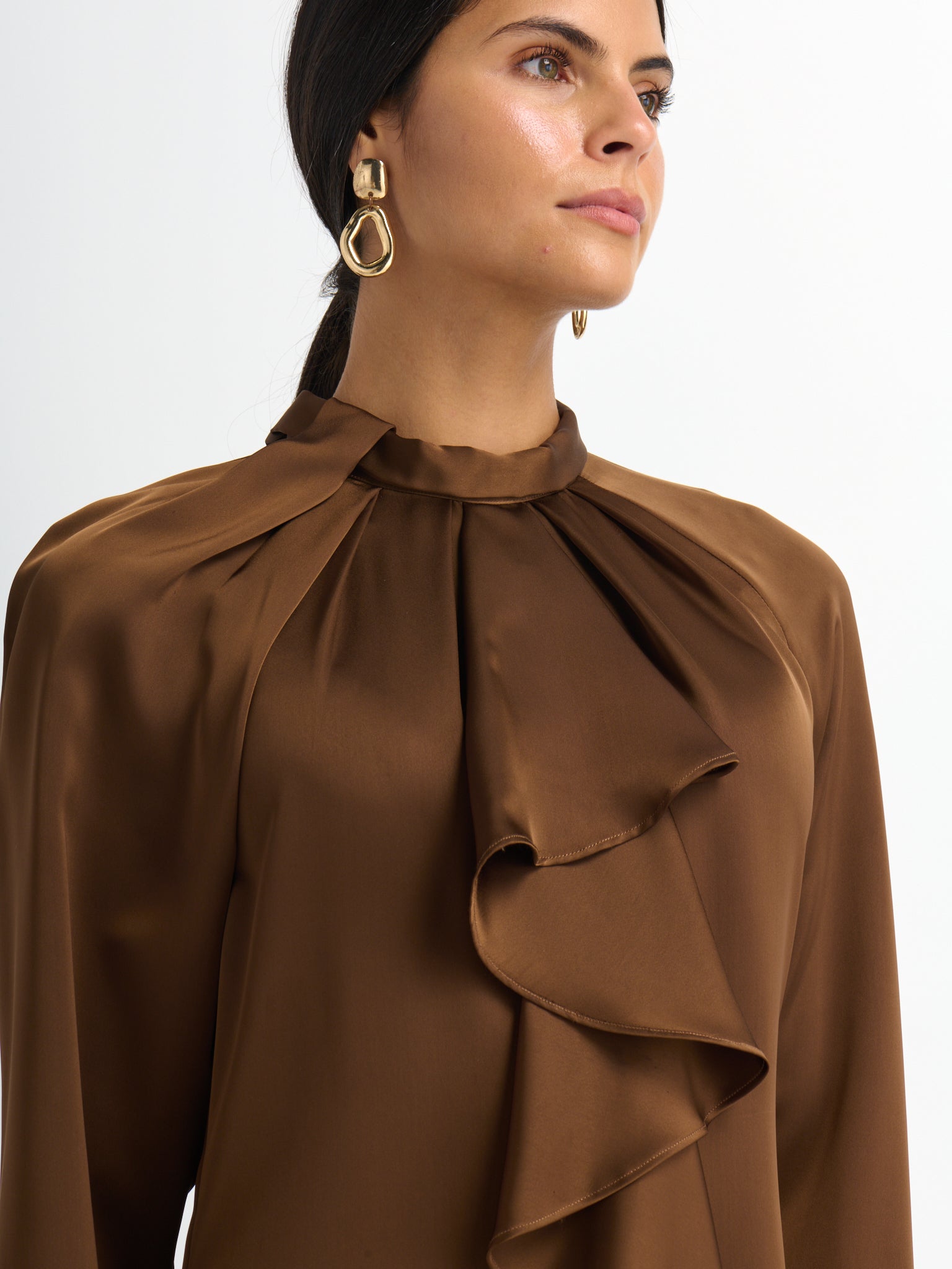 Center Ruffle Dress - Bronze