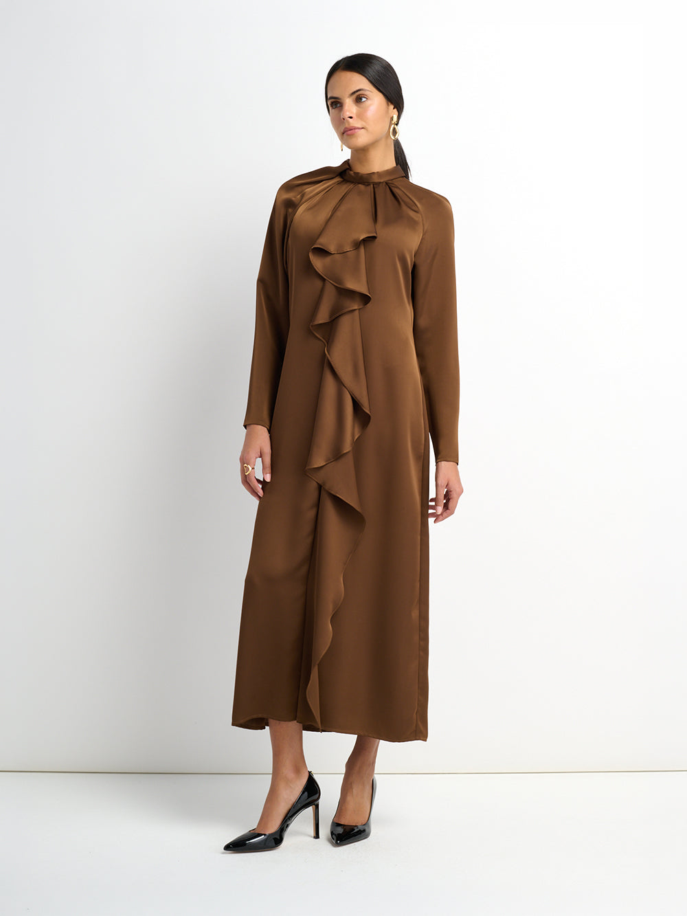 Center Ruffle Dress - Bronze