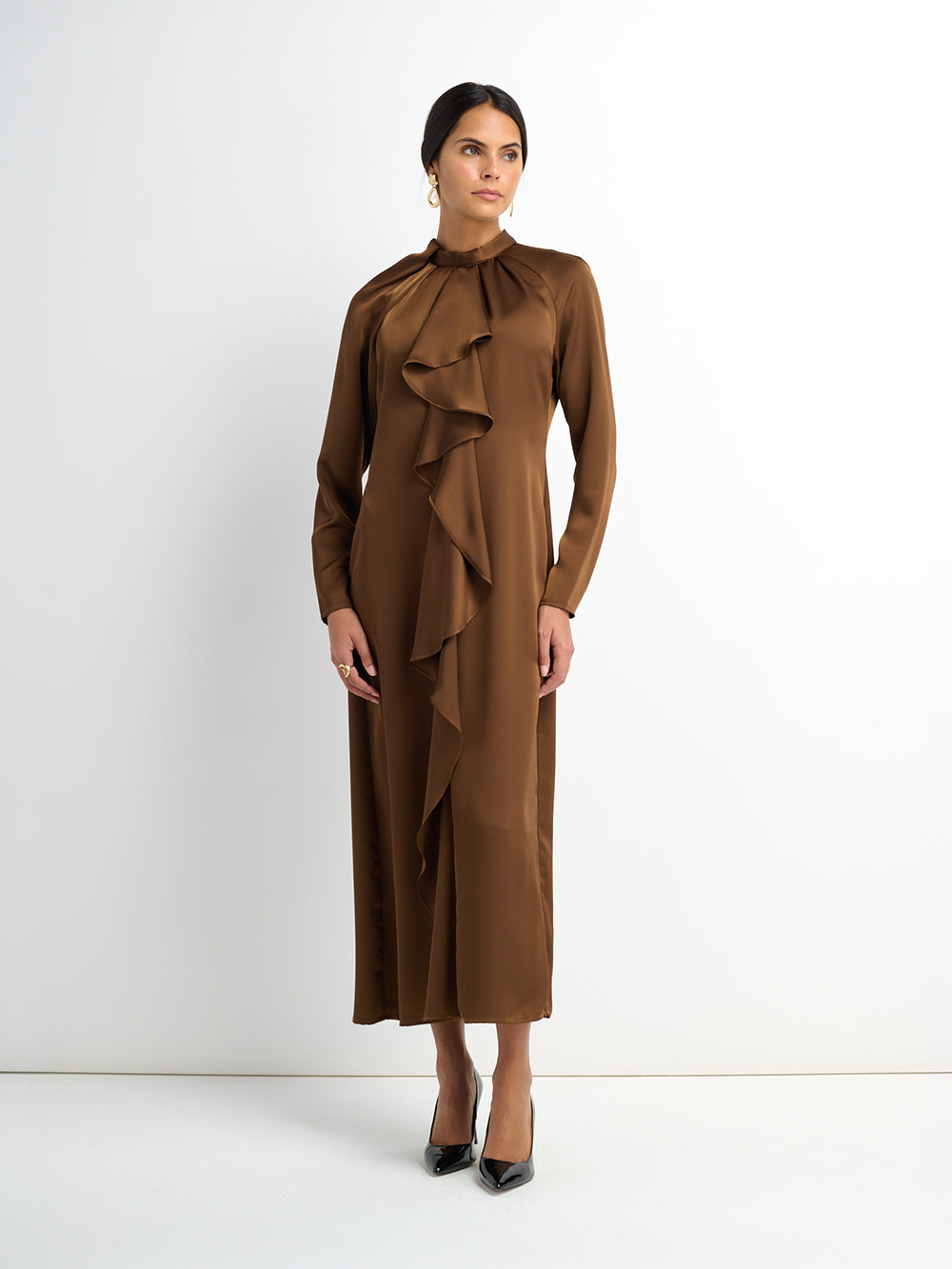 Center Ruffle Dress - Bronze