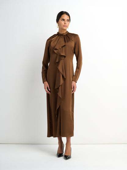 Center Ruffle Dress - Bronze