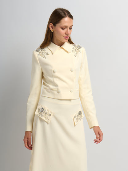 Aline Embelished Pocket Skirt - Cream