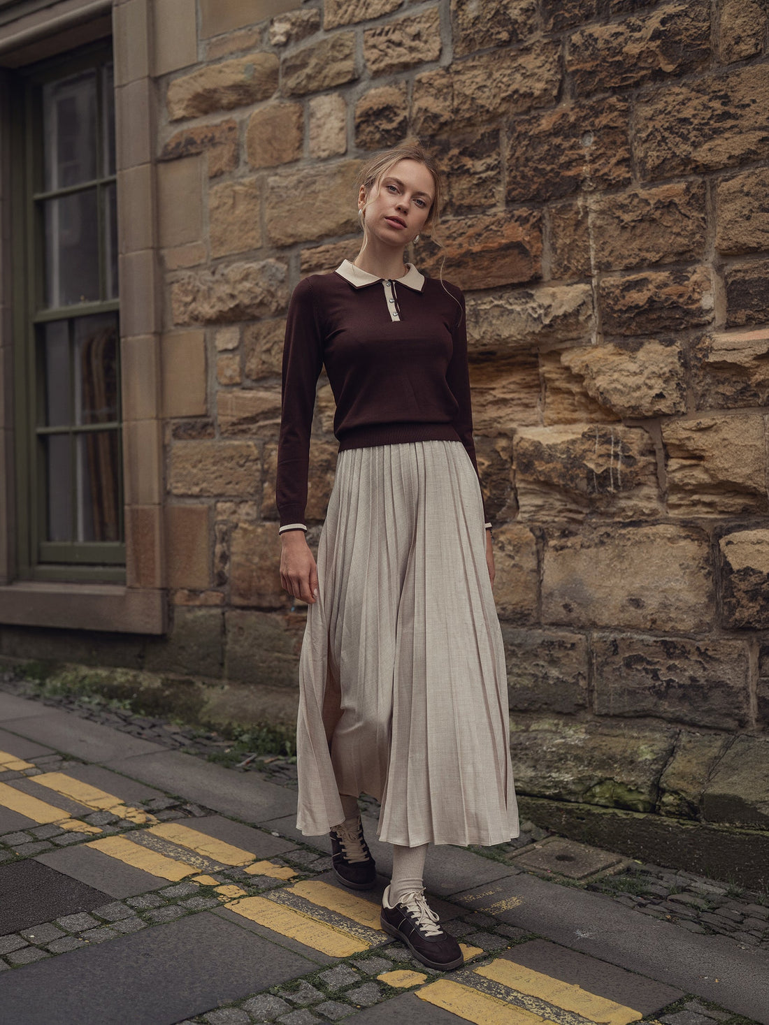 Marni Pleated Skirt 37"-Oatmeal
