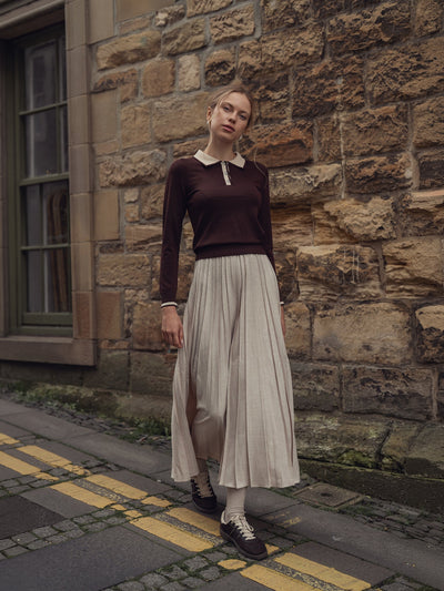 Marni Pleated Skirt 37"-Oatmeal