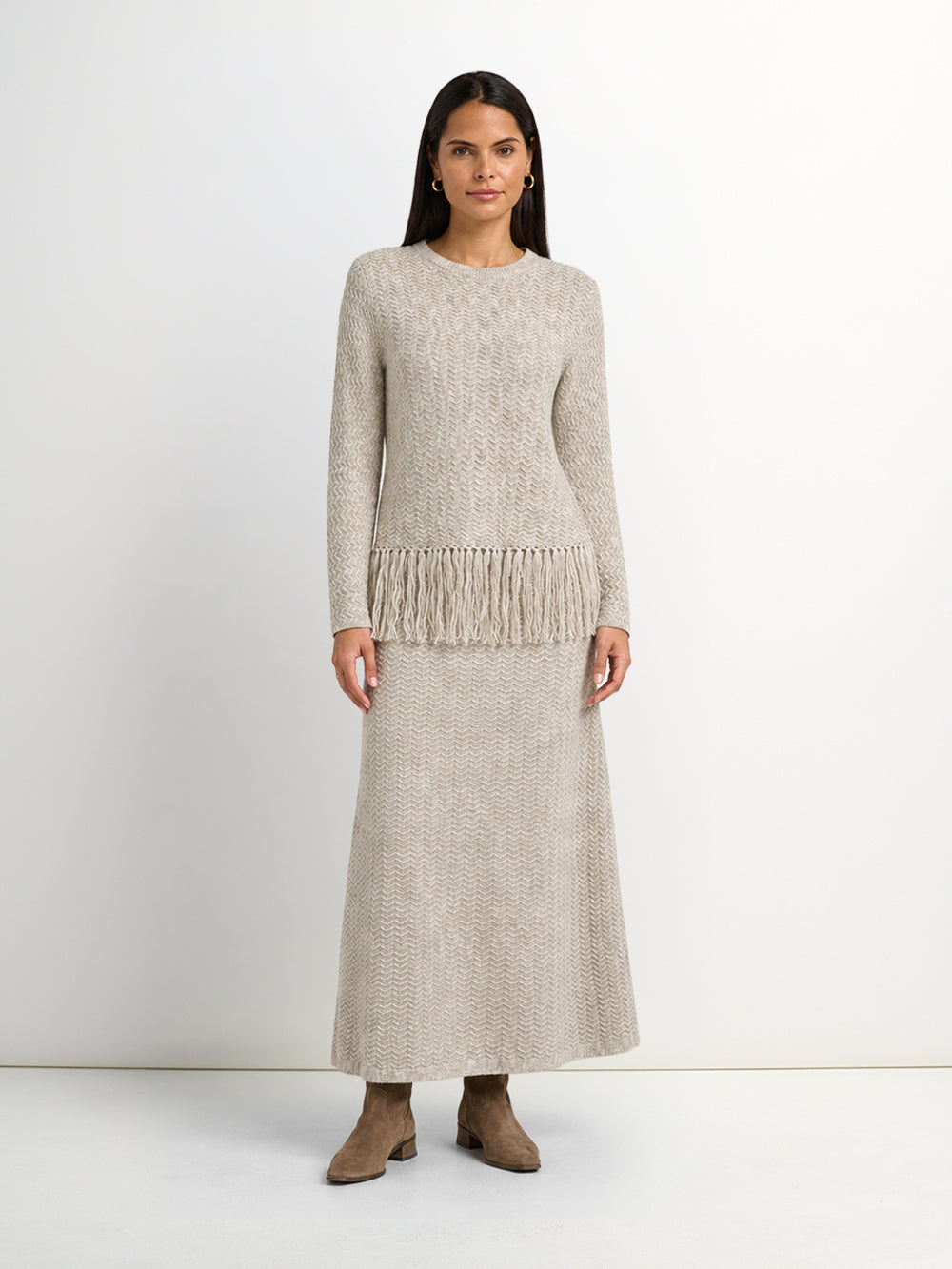Maxi Knit Skirt - Heathered Camel