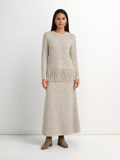 Maxi Knit Skirt - Heathered Camel