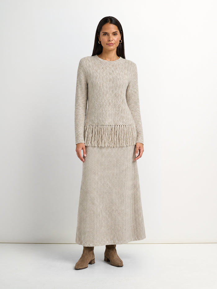 Maxi Knit Skirt - Heathered Camel