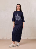 Maxi T-Shirt Dress-Navy/White Tower