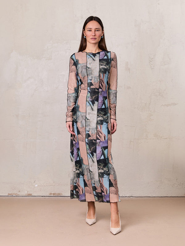 Mesh Maxi Dress-Floral Mix