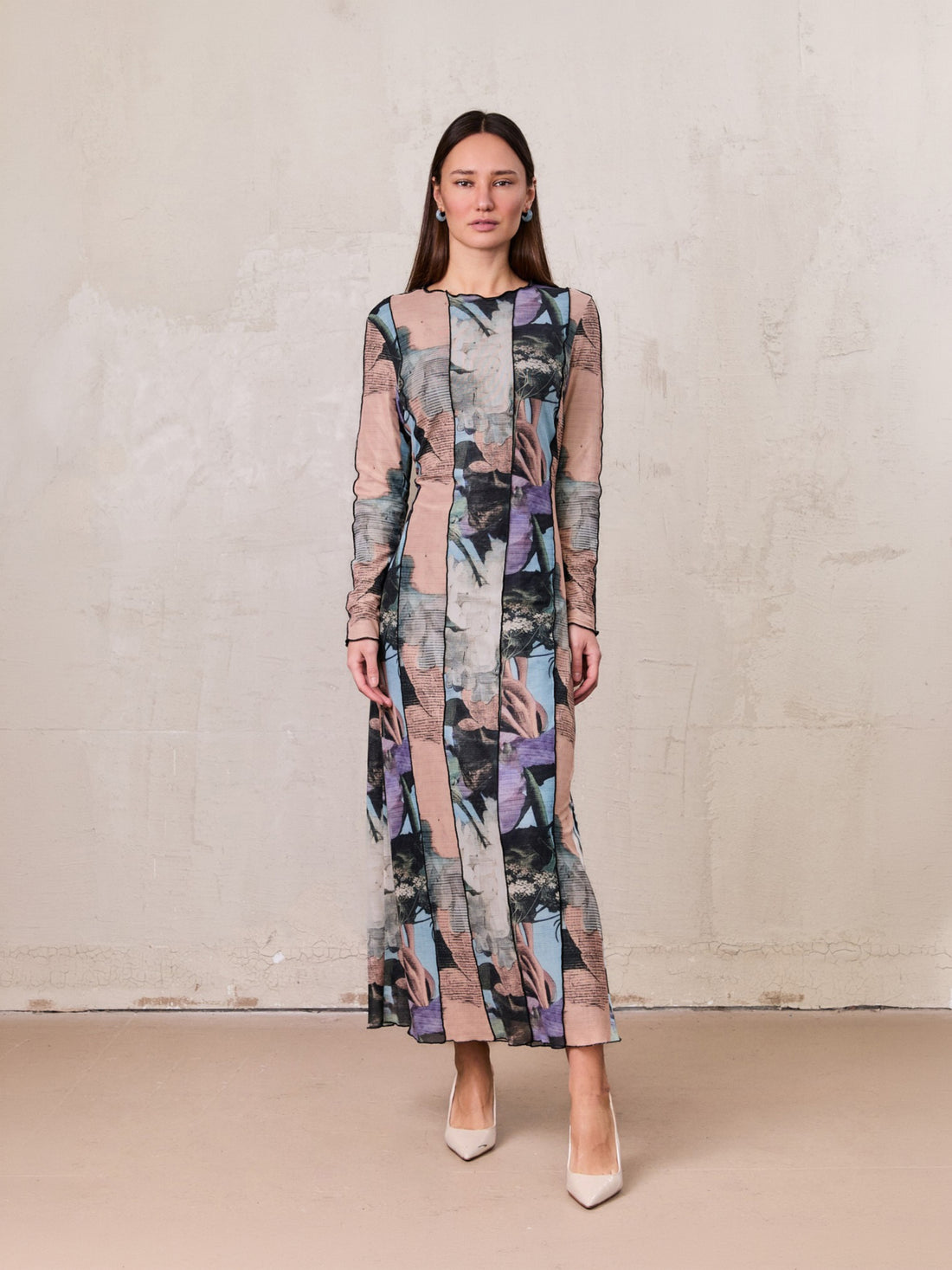Mesh Maxi Dress-Floral Mix