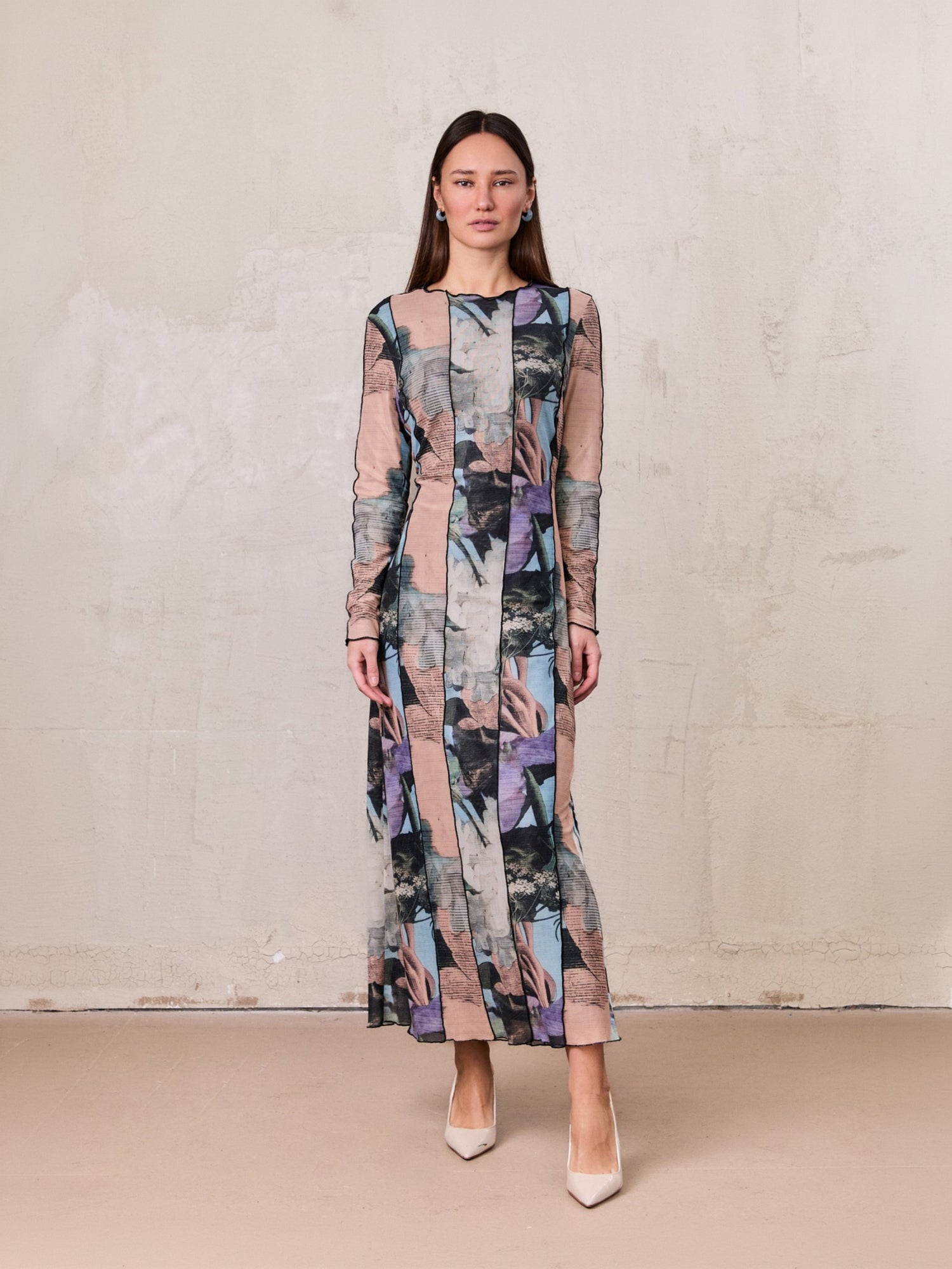 Mesh Maxi Dress-Floral Mix