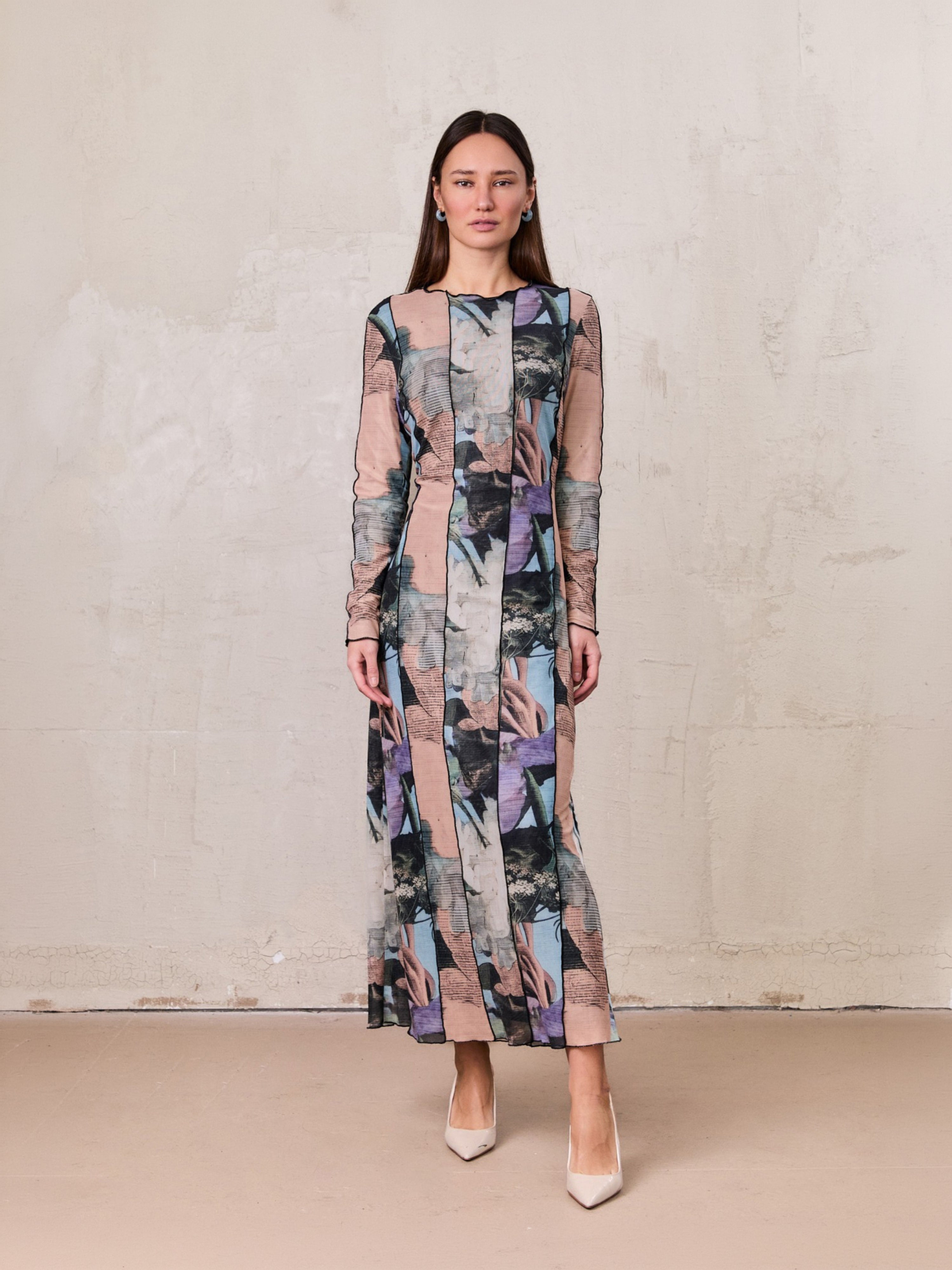 Mesh Maxi Dress-Floral Mix