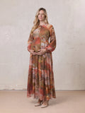 Mesh Tiered Dress-Watercolor Floral
