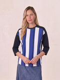 Mix Stripe Boxy Tee-Cobalt/Navy