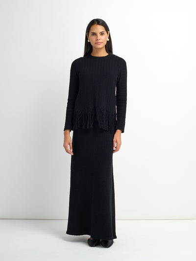 Maxi Knit Skirt - Solid Black