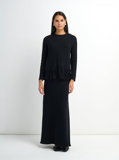 Maxi Knit Skirt - Solid Black