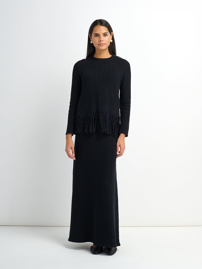Maxi Knit Skirt - Solid Black