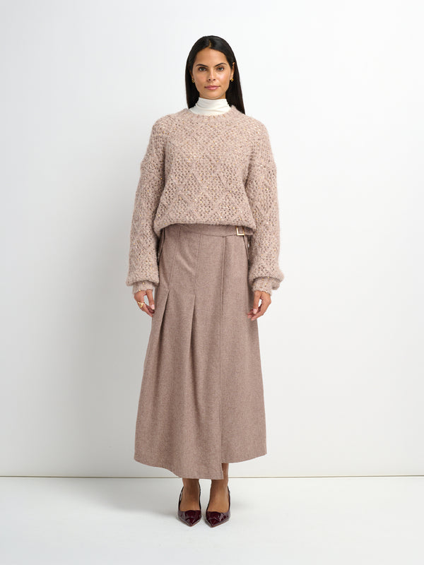 Buckle Pleat Skirt - Warm Taupe