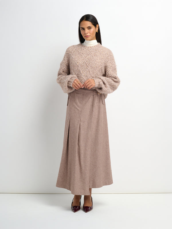 Buckle Pleat Skirt - Warm Taupe