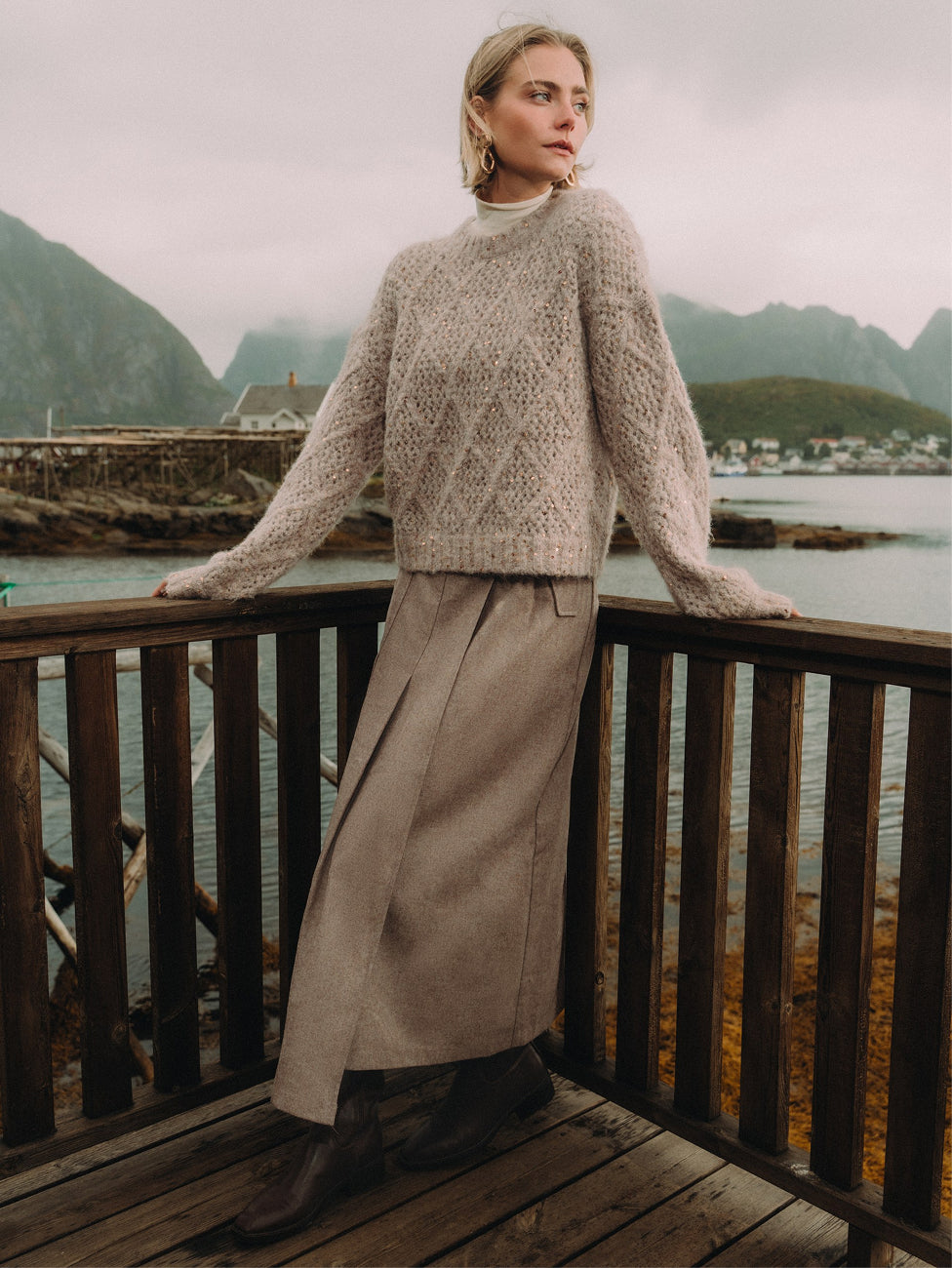 Buckle Pleat Skirt - Warm Taupe