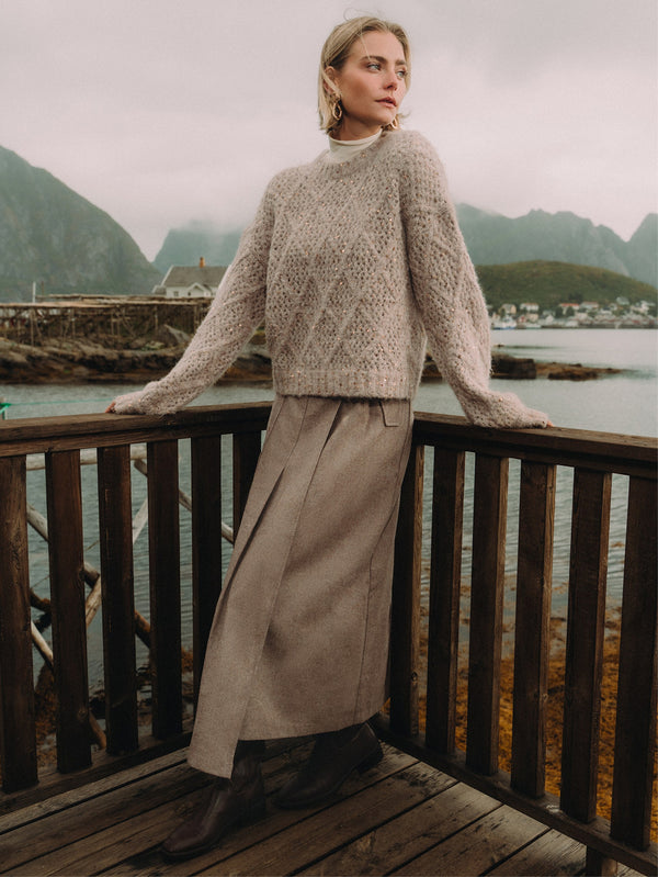 Buckle Pleat Skirt - Warm Taupe