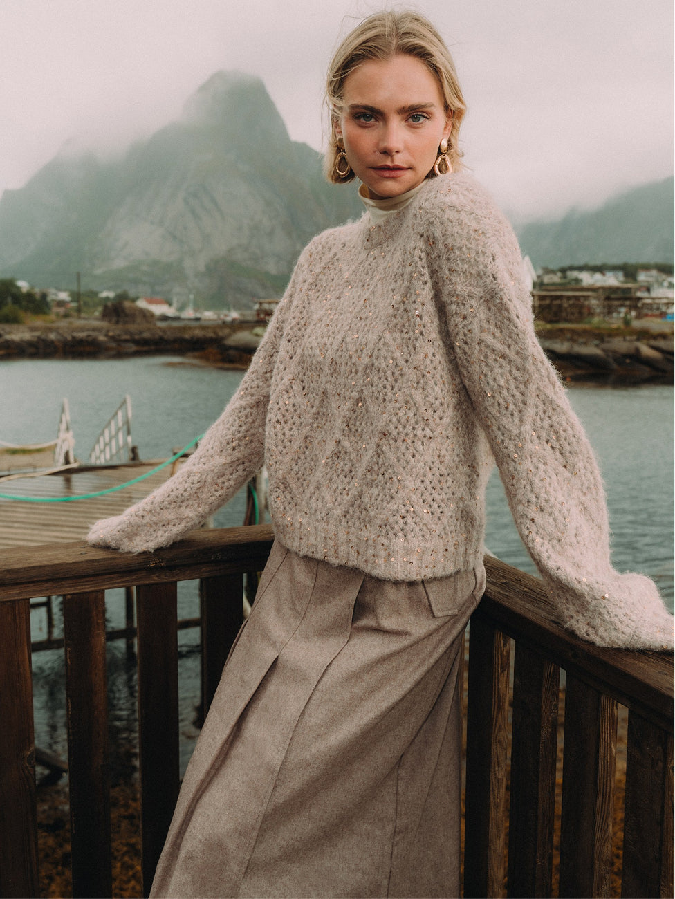 Buckle Pleat Skirt - Warm Taupe