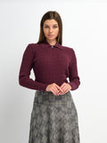 Collared Cable Sweater - Burgundy