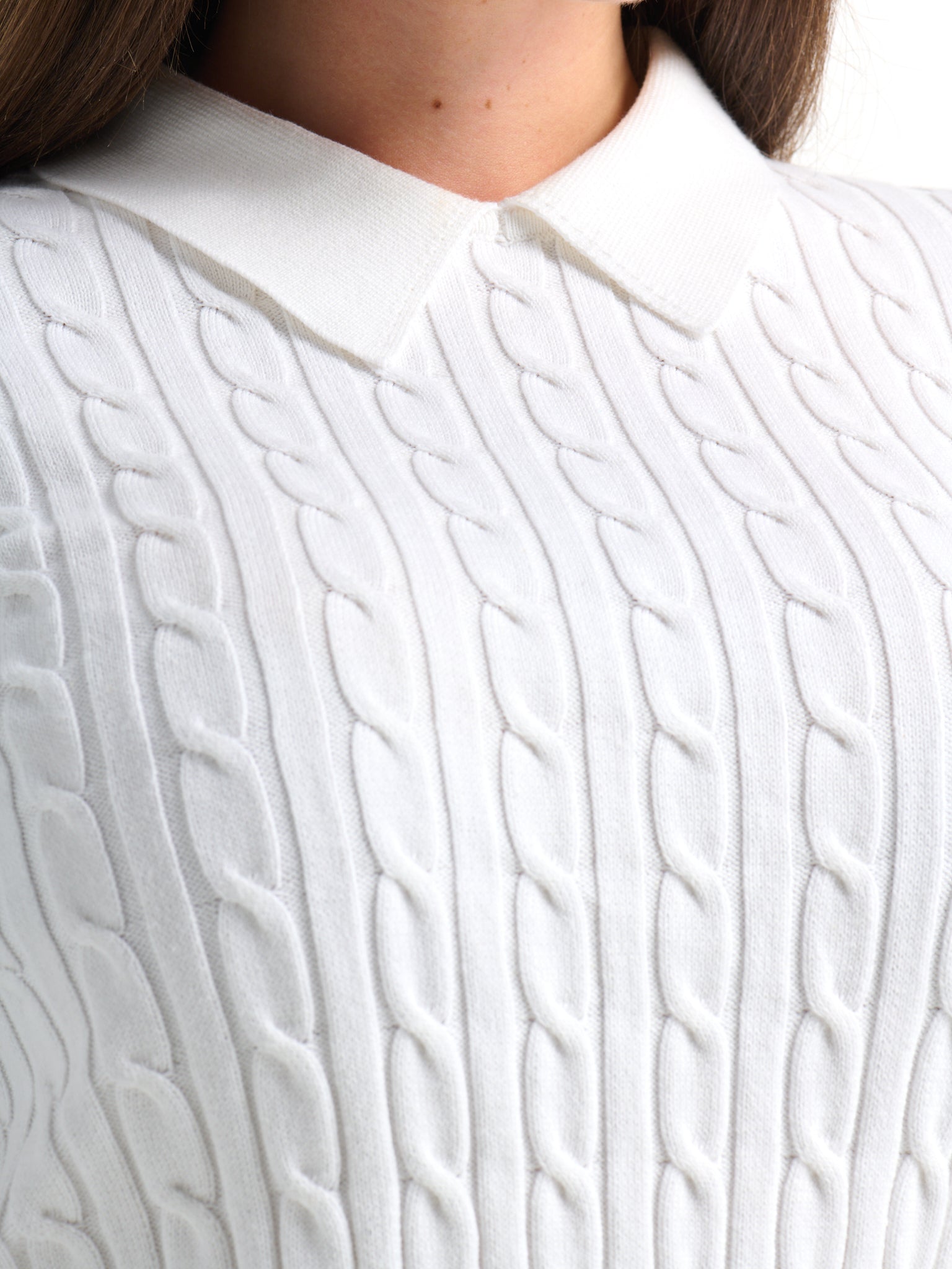 Collared Cable Sweater - Cream