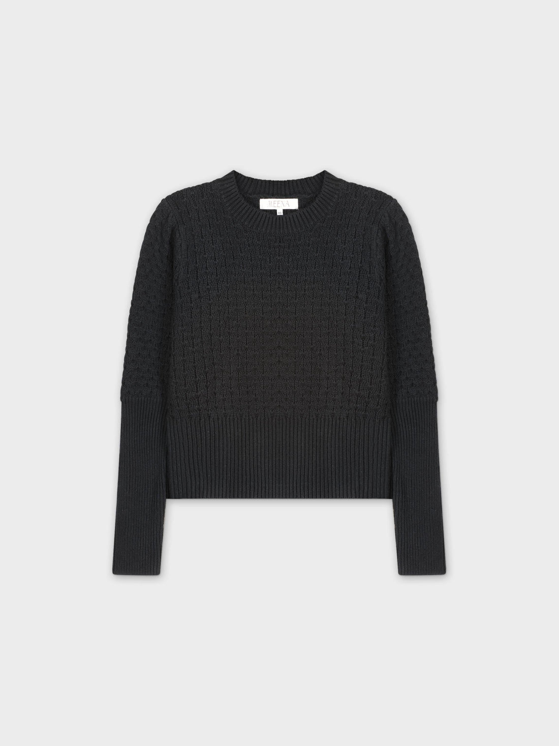 CHUNKY POINTELLE SWEATER-BLACK