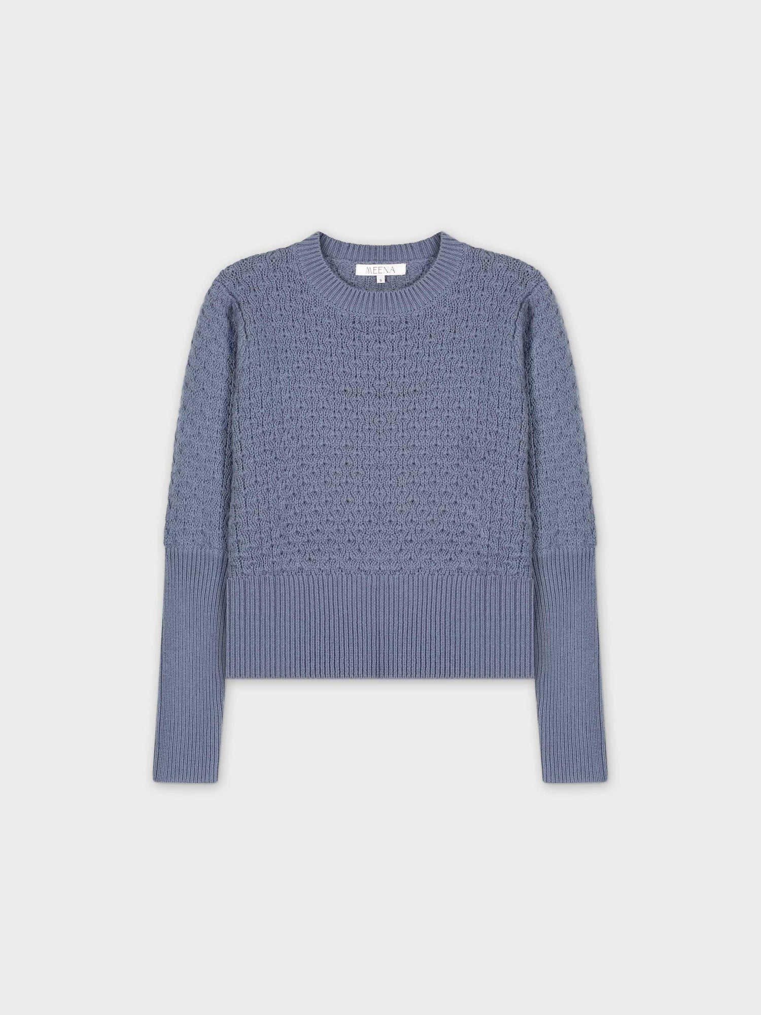 CHUNKY POINTELLE SWEATER-BLUE