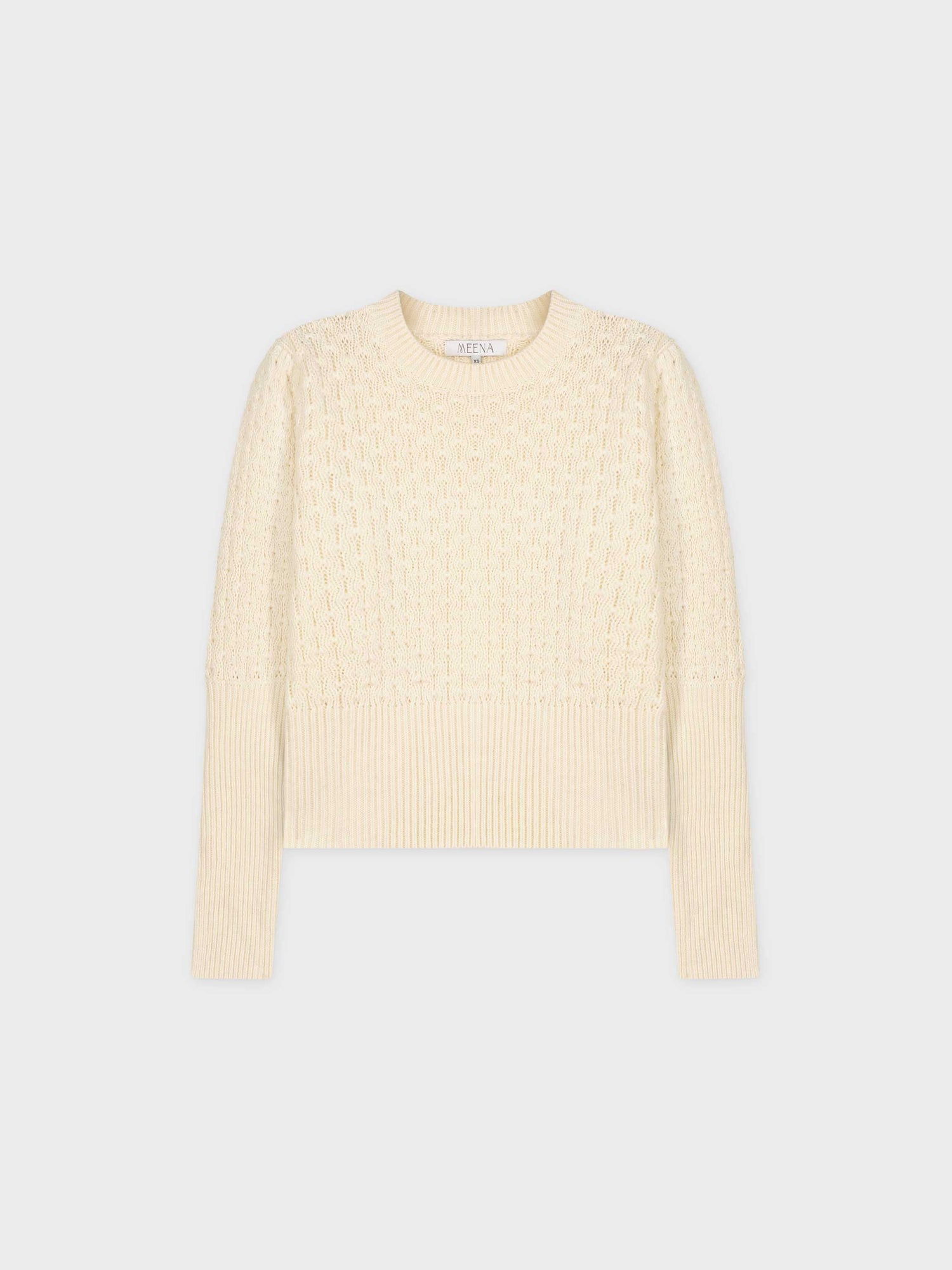 CHUNKY POINTELLE SWEATER-CREAM