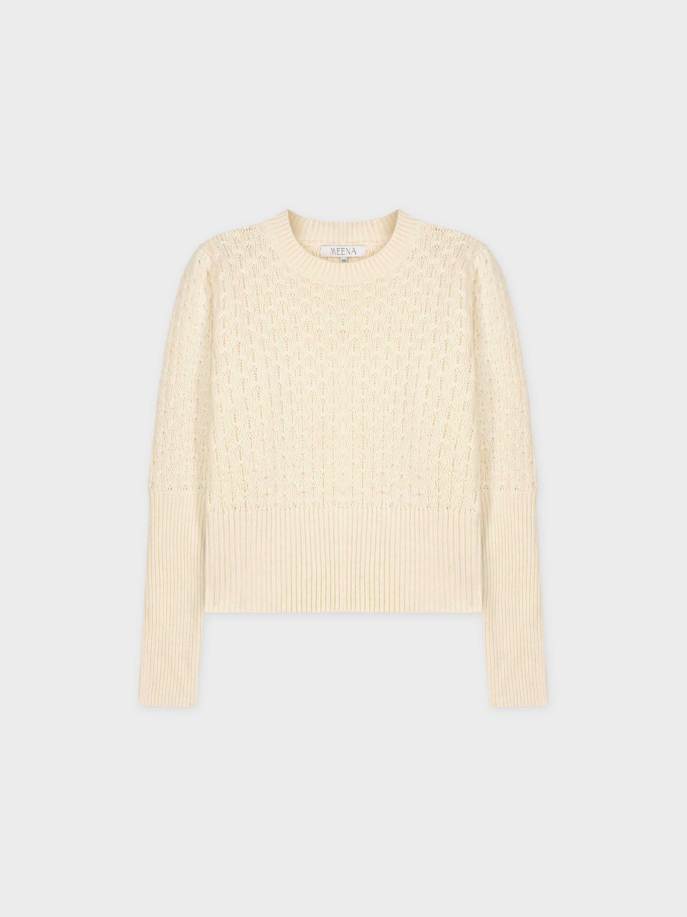 CHUNKY POINTELLE SWEATER-CREAM